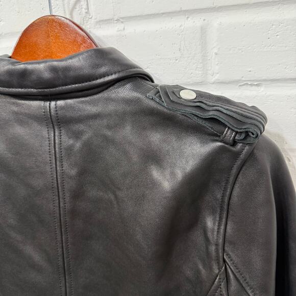 Chaser NWT Lamb Leather Moto Biker Jacket Asymmetrical Zip Black Small Edgy Punk - Picture 8 of 16